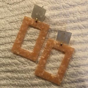 Coral Tone Rectangle Earring